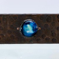 Liberty & Co., Arts & Crafts copper mirror with Ruskin jewel - Thumbnail 4