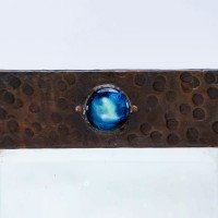 Liberty & Co., Arts & Crafts copper mirror with Ruskin jewel - Thumbnail 5
