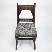Charles Bevan, attributed. A Gothic Revival Oak Side Chair with Carved Decoration - Thumbnail 2