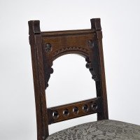 Charles Bevan, attributed. A Gothic Revival Oak Side Chair with Carved Decoration - Thumbnail 8