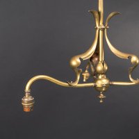 A Nice Quality Pair of Arts & Crafts Brass Three Branch Ceiling Lights - Thumbnail 7