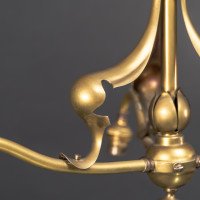 A Nice Quality Pair of Arts & Crafts Brass Three Branch Ceiling Lights - Thumbnail 8
