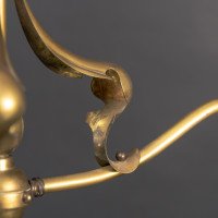 A Nice Quality Pair of Arts & Crafts Brass Three Branch Ceiling Lights - Thumbnail 9