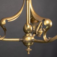 A Nice Quality Pair of Arts & Crafts Brass Three Branch Ceiling Lights - Thumbnail 10