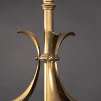A Nice Quality Pair of Arts & Crafts Brass Three Branch Ceiling Lights - Thumbnail 12