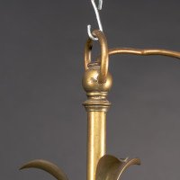A Nice Quality Pair of Arts & Crafts Brass Three Branch Ceiling Lights - Thumbnail 13
