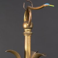 A Nice Quality Pair of Arts & Crafts Brass Three Branch Ceiling Lights - Thumbnail 14