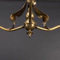 A Nice Quality Pair of Arts & Crafts Brass Three Branch Ceiling Lights - Thumbnail 15