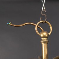 A Nice Quality Pair of Arts & Crafts Brass Three Branch Ceiling Lights - Thumbnail 22