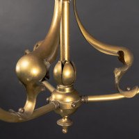 A Nice Quality Pair of Arts & Crafts Brass Three Branch Ceiling Lights - Thumbnail 24