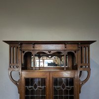 Liberty & Co. Attributed, Arts & Crafts Oak Glazed Bookcase - Thumbnail 4
