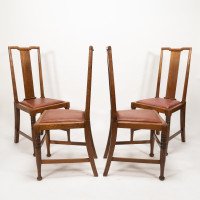 Morris & Co., Designed in the Offices of Richard Norman Shaw, Possibly by W. Lethaby. Four Arts and Crafts Oak Dining Chairs - Thumbnail 2