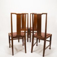 Morris & Co., Designed in the Offices of Richard Norman Shaw, Possibly by W. Lethaby. Four Arts and Crafts Oak Dining Chairs - Thumbnail 5