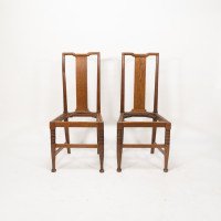 Morris & Co., Designed in the Offices of Richard Norman Shaw, Possibly by W. Lethaby. A Pair of Arts and Crafts Oak Dining Chairs - Thumbnail 2