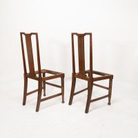 Morris & Co., Designed in the Offices of Richard Norman Shaw, Possibly by W. Lethaby. A Pair of Arts and Crafts Oak Dining Chairs - Thumbnail 6