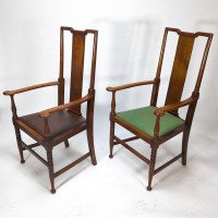 Morris & Co., Designed in the Offices of Richard Norman Shaw, Possibly by W. Lethaby. Pair of Arts and Crafts Oak Dining Armchairs - Thumbnail 4