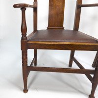 Morris & Co., Designed in the Offices of Richard Norman Shaw, Possibly by W. Lethaby. Pair of Arts and Crafts Oak Dining Armchairs - Thumbnail 16
