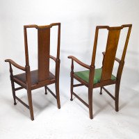 Morris & Co., Designed in the Offices of Richard Norman Shaw, Possibly by W. Lethaby. Pair of Arts and Crafts Oak Dining Armchairs - Thumbnail 6