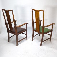 Morris & Co., Designed in the Offices of Richard Norman Shaw, Possibly by W. Lethaby. Pair of Arts and Crafts Oak Dining Armchairs - Thumbnail 8