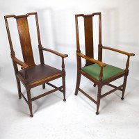 Morris & Co., Designed in the Offices of Richard Norman Shaw, Possibly by W. Lethaby. Pair of Arts and Crafts Oak Dining Armchairs - Thumbnail 2