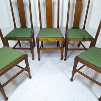 Morris & Co., Designed in the Offices of Richard Norman Shaw, Possibly by W. Lethaby. Five Arts & Crafts Oak Dining Chairs - Thumbnail 4