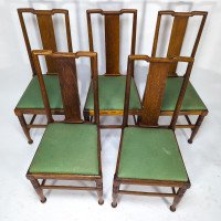 Morris & Co., Designed in the Offices of Richard Norman Shaw, Possibly by W. Lethaby. Five Arts & Crafts Oak Dining Chairs - Thumbnail 14
