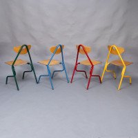 A Set of 35 Multi-coloured Stacking Tubular & Plywood Chairs Made by NF Mobilier of France - Thumbnail 14