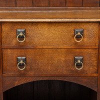 Bath Cabinet Makers, an Arts & Crafts Oak Sideboard with Dutch Inlaid Scenes - Thumbnail 9