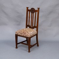 Set of Six English Arts & Crafts Oak Dining Chairs with Carved Floral Roundels - Thumbnail 18