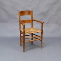 Frank Brangwyn Style, Arts & Crafts Bobbin Turned Cotswold Style Oak Armchair - Thumbnail 9