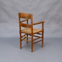 Frank Brangwyn Style, Arts & Crafts Bobbin Turned Cotswold Style Oak Armchair - Thumbnail 7