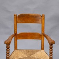 Frank Brangwyn Style, Arts & Crafts Bobbin Turned Cotswold Style Oak Armchair - Thumbnail 10