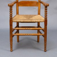 Frank Brangwyn Style, Arts & Crafts Bobbin Turned Cotswold Style Oak Armchair - Thumbnail 11