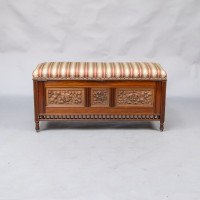 Bruce Talbert for Gillow & Co., of Lancaster. An Aesthetic Movement Walnut & Boxwood Ottoman - Thumbnail 6