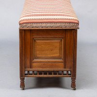 Bruce Talbert for Gillow & Co., of Lancaster. An Aesthetic Movement Walnut & Boxwood Ottoman - Thumbnail 11