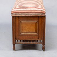 Bruce Talbert for Gillow & Co., of Lancaster. An Aesthetic Movement Walnut & Boxwood Ottoman - Thumbnail 12