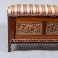Bruce Talbert for Gillow & Co., of Lancaster. An Aesthetic Movement Walnut & Boxwood Ottoman - Thumbnail 14