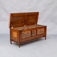 Bruce Talbert for Gillow & Co., of Lancaster. Aesthetic Movement Walnut & Boxwood Ottoman - Thumbnail 15