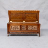 Bruce Talbert for Gillow & Co., of Lancaster. Aesthetic Movement Walnut & Boxwood Ottoman - Thumbnail 16
