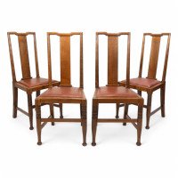 Morris & Co., Designed in the Offices of Richard Norman Shaw, Possibly by W. Lethaby. Four Arts & Crafts Oak Dining Chairs - Thumbnail 1