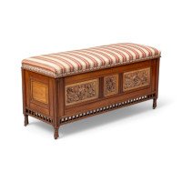 Bruce Talbert for Gillow & Co., of Lancaster. An Aesthetic Movement Walnut & Boxwood Ottoman - Thumbnail 1