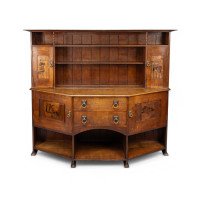 Bath Cabinet Makers, Arts & Crafts Oak Sideboard with Dutch Inlaid Scenes