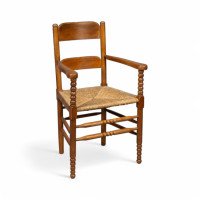 Frank Brangwyn Style, Arts & Crafts Bobbin Turned Cotswold Style Oak Armchair - Thumbnail 1