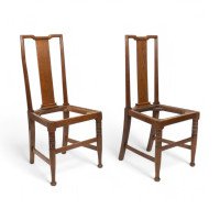 Morris & Co., Designed in the Offices of Richard Norman Shaw, Possibly by W. Lethaby. A Pair of Arts & Crafts Oak Dining Chairs