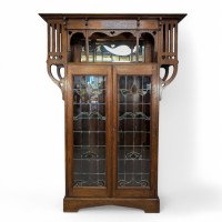 Liberty & Co. Attributed, Arts & Crafts Oak Glazed Bookcase