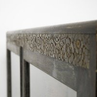An Art Deco Dark & Limed Oak Glazed Bookcase with Carved Floral Decoration - Thumbnail 5