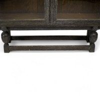 An Art Deco Dark & Limed Oak Glazed Bookcase with Carved Floral Decoration - Thumbnail 10