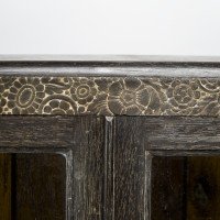 An Art Deco Dark & Limed Oak Glazed Bookcase with Carved Floral Decoration - Thumbnail 6