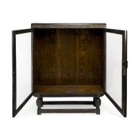 An Art Deco Dark & Limed Oak Glazed Bookcase with Carved Floral Decoration - Thumbnail 2