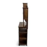 Aesthetic Movement Walnut Cabinet of Architectural Form with Carved Decoration - Thumbnail 3